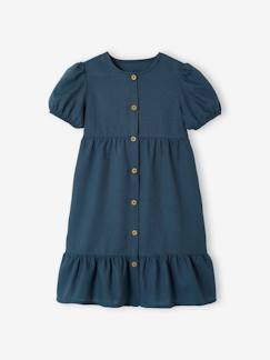 Mädchen Kleid mit Knopfleiste, Leinenmix -Mädchen Kleid mit Knopfleiste, Leinenmix