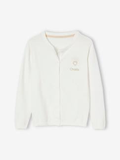Gilet fille broderie coeur irisée Basics personnalisable -Gilet fille broderie coeur irisée Basics personnalisable