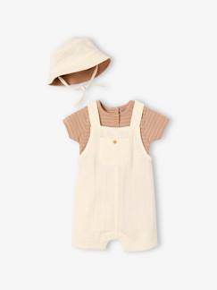 Ensemble bébé body, salopette et chapeau -Ensemble bébé body, salopette et chapeau