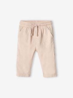 Pantalon retroussable bébé en lin et coton -Pantalon retroussable bébé en lin et coton