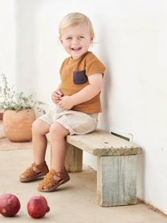 Short rayé bébé en coton et lin -Short rayé bébé en coton et lin