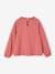 Tee-shirt blouse détail en broderie anglaise fille écru+rose poudré+vert foncé+vieux rose 