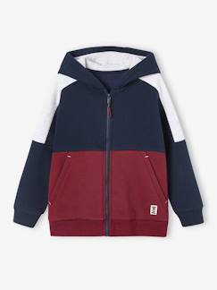 Garçon-Pull, gilet, sweat-Gilet-Sweat zippé à capuche effet colorblock sport garçon