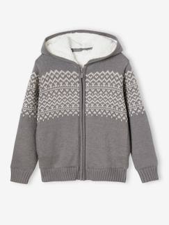 Garçon-Pull, gilet, sweat-Gilet-Gilet zippé à capuche garçon doublé sherpa