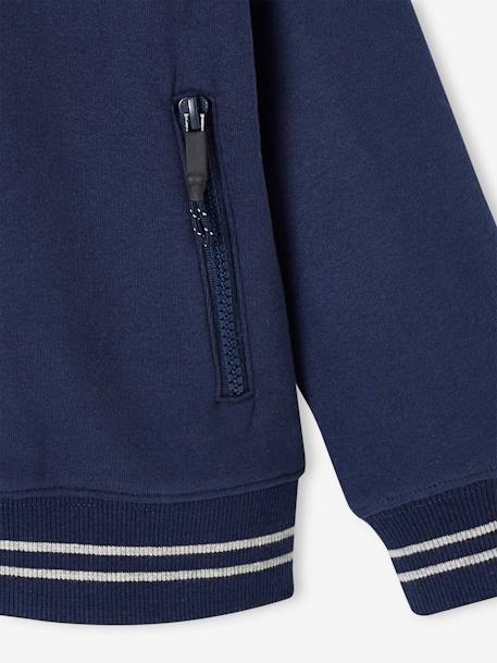 Sweat zippé à capuche sport garçon. bleu grisé+gris chiné+marine+rouge 