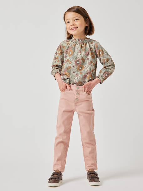 Mädchen Mom-Fit-Hose, Hüftweite REGULAR ecru+pfirsich+pudrig rosa+tannengrün+tintenblau 