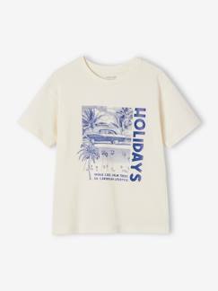 Junge-T-Shirt, Poloshirt, Unterziehpulli-Jungen T-Shirt mit Fotoprint, Recycling-Baumwolle