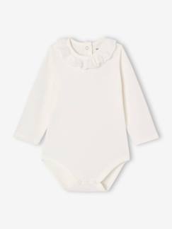 Bio-Kollektion: Baby Langarm-Body mit besticktem Kragen Baby-Body-Bio-Kollektion: Baby Langarm-Body mit besticktem Kragen