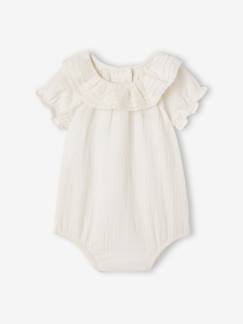 Baby Body aus Musselin mit Volantkragen Baby-Body-Baby Body aus Musselin mit Volantkragen