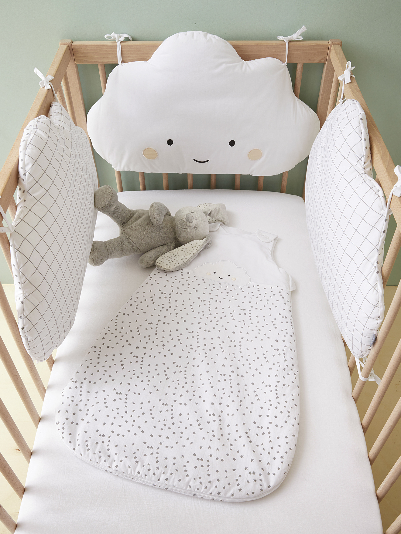 6Stk Baby Bettwäsche Nestchen Bettset für Babybett Bettumrandung Kissen Bett HH 