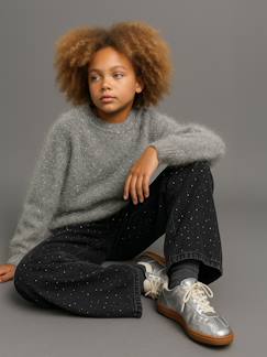 Fille-Pull, gilet, sweat-Pull fille maille duveteuse effet argenté