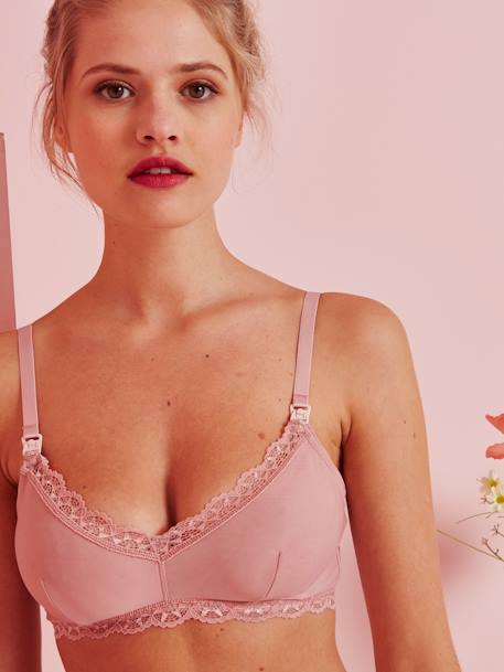 Soutien-gorge d'allaitement sans armatures ivoire imprimé+noir+nude 