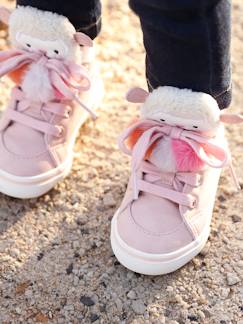 Schuhe-Babyschuhe 17-26-Lauflernschuhe Mädchen 19-26-Sneakers-Mädchen High Sneakers für Babys, 3 Pompons