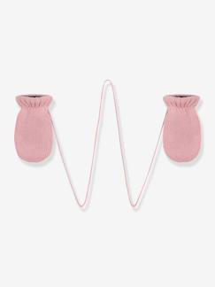 Bébé-Accessoires-Bonnet, écharpe, gants-Moufles bébé fille tricot doublé polaire