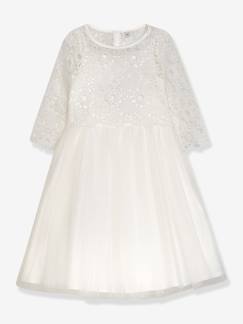 Fille-Robe-Robe de fête DISABEL en dentelle avec jupe en tulle pailleté fille DANAMADE