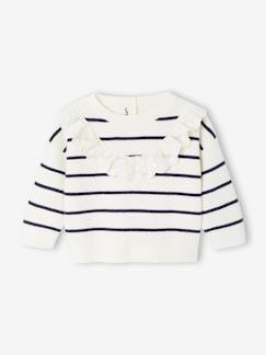 Bébé-Pull, gilet, sweat-Pull-Pull marinière bébé fille détail volanté