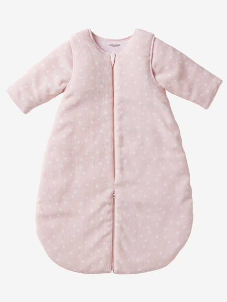 Schlafsack/Overall für Babys, Mikrofaser BLAU/DREIECKE+Rosa/Sterne 