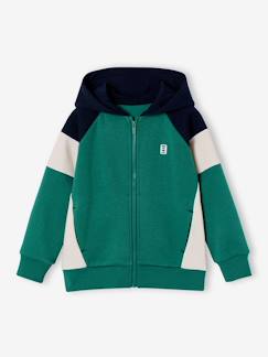 Sweat zippé garçon capuche coloblock