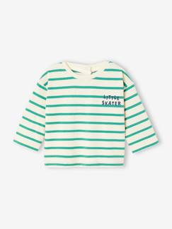 Bébé-T-shirt, sous-pull-T-shirt bébé rayé pressionné dos 