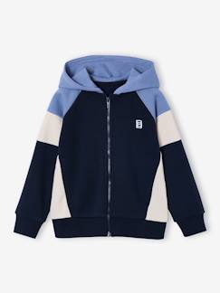 Sweat zippé garçon capuche coloblock