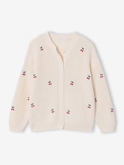 Fille-Pull, gilet, sweat-Gilet-Gilet fille fantaisie en côte perlée