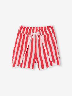 Mädchen-Paperbag-Shorts Mädchen aus Seersucker