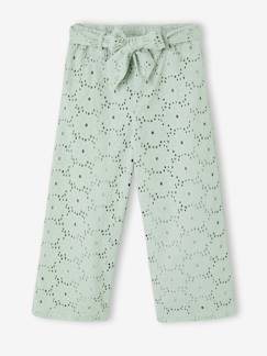 Fille-Pantalon large fille en broderie anglaise