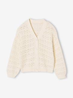 Fille-Pull, gilet, sweat-Gilet-Gilet fille maille ajourée