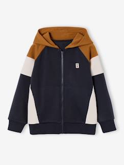 Sweat zippé garçon capuche coloblock