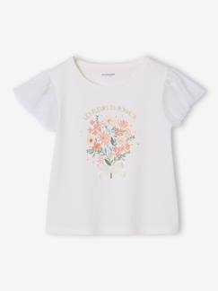 Fille-T-shirt, sous-pull-Tee-shirt manches courtes fleuri