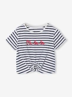 Mädchen-T-Shirt Mädchen mit Zierknoten am Saum