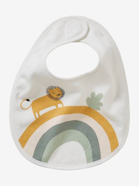 Lot de 7 bavoirs naissance vertbaudet blanc jungle+Hérisson+multicolore+rose pâle+vert d'eau 