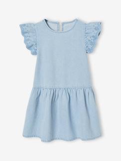 Mädchen-Jeanskleid mit bestickten Ärmeln Mädchen