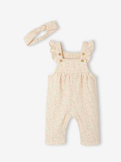Baby-Latzhose, Overall-Baby-Set: Sweat-Overall & Haarband mit Recycling-Polyester