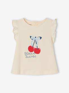 Bébé-T-shirt, sous-pull-T-shirt bébé fille motif fantaisie en coton bio
