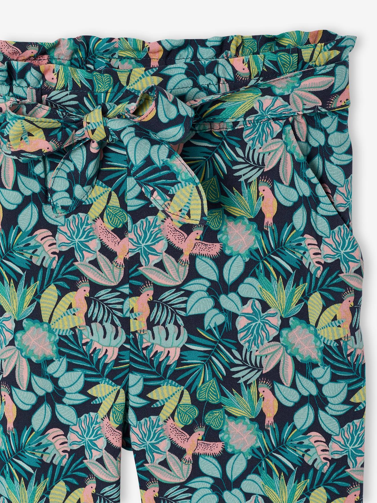 Pantalon Fluide Léger à Imprimé Fleuri Vert - Taille XS - Neuf Sans Étiquettes