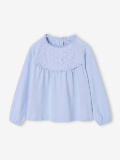 Fille-T-shirt, sous-pull-Tee-shirt blouse fille détail broderie anglaise manches longues