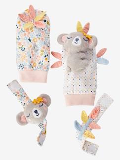 Spielzeug-Erstes Spielzeug-Schmusetuch, Schmusetier und Stoffspielzeug-Babyrassel-Set aus Armband und Socken, Koala