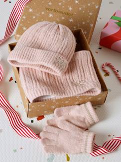 Mädchen-Accessoires-Geschenkset: Mütze, Rundschal & Handschuhe mit Glitzer-Details für Mädchen