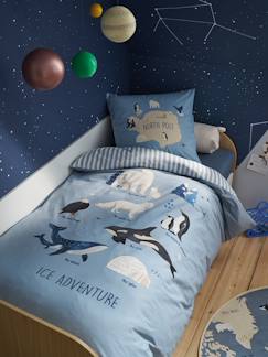 Linge de maison et décoration-Linge de lit enfant-Parure fourre de duvet + taie d'oreiller enfant PÔLE NORD, avec coton recyclé