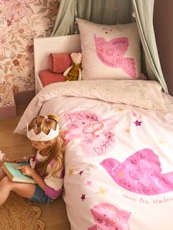 Linge de maison et décoration-Linge de lit enfant-Parure fourre de duvet + taie d'oreiller enfant réversible BIRDY, avec coton recyclé