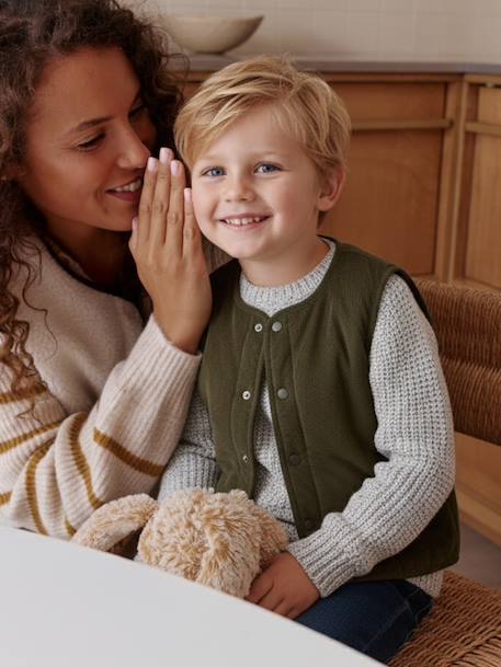 Gilet mixte sans manches réversible capsule famille écru 