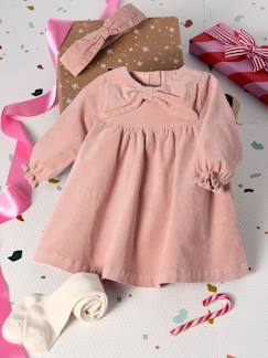 Baby-Set-Baby-Set: Samt-Kleid, Haarband & Strumpfhose für Mädchen, Geschenkverpackung