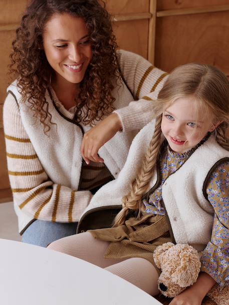 Gilet mixte sans manches réversible capsule famille écru 