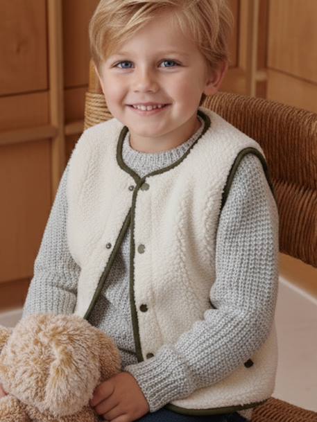 Gilet mixte sans manches réversible capsule famille écru 