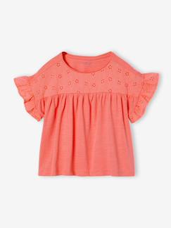 Mädchen-Blusenshirt mit Volantärmel und Lochstickerei, Mädchen