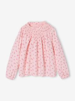 Mädchen-Bluse Mädchen mit gesmokten Ausschnitt und Rüschenkragen