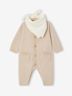 Baby-Latzhose, Overall-Baby-Set: Strick-Overall und Musselin-Bandana