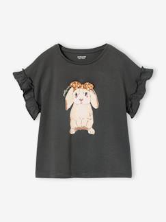 Fille-T-shirt, sous-pull-T-shirt fille motif fantaisie manches courtes volantées