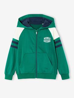 Sweat garçon zippé à capuche sport manches raglan